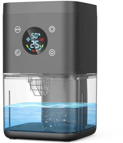 Luftentfeuchter Elektrisch, 1800ml Raumentfeuchter Leise Dehumidifier Mit Funktion Abtauen & Intelligente Entfeuchtung, Luftreinigung und Gegen Feuchtigkeit, Ideal für Schlafzimmer Badezimmer-Schwarz