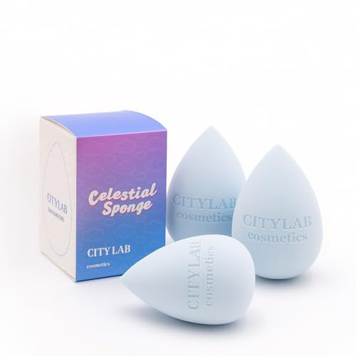 Citylab Cosmetics - Set 3 Spugnette Trucco Viso Blender Riutilizzabili, Spugne Make Up Morbide per Fondotinta, Correttore e Contouring, Applicazione Uniforme e Professionale, Skincare e Beauty Tool