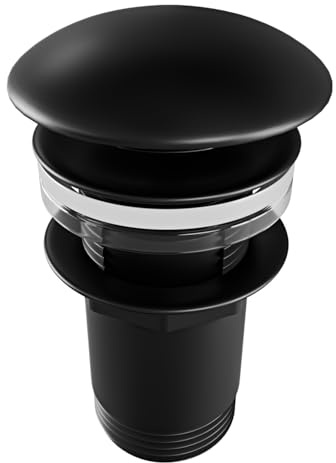 Arreditaly Piletta Click-Clack Universale 6.6 Cm In Ottone Nero Opaco Compatibile Con Lavabo E Bidet Con O Senza Troppopieno Design Moderno E Apertura A Pressione