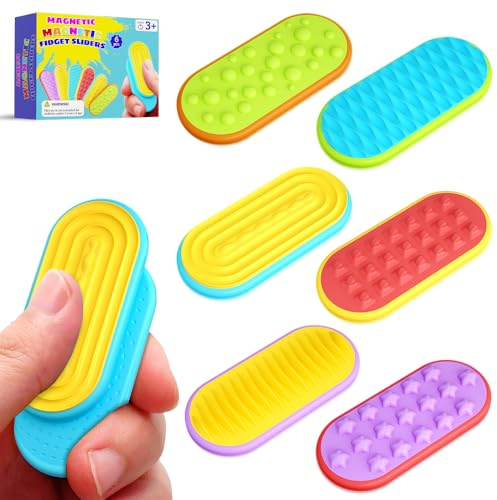 Fidget Toys,sensorische magnetische Schiebespielzeuge,6 Pack Stressabbau-Sensorikspielzeug,Anti Stress Spielzeug für Kinder und Erwachsene,Angstzustände,ADHS und Autismus,leises Fidget Toys