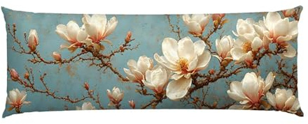 Cuscino Corpo Cuscino Gravidanza 120x40cm, Supporto Total Body Ergonomico, Copricuscini Allattamento e Maternità con Federa Velluto Lavabile, per Schiena, Pancia e Gamb, Regali Decorativi (Fiori) p743