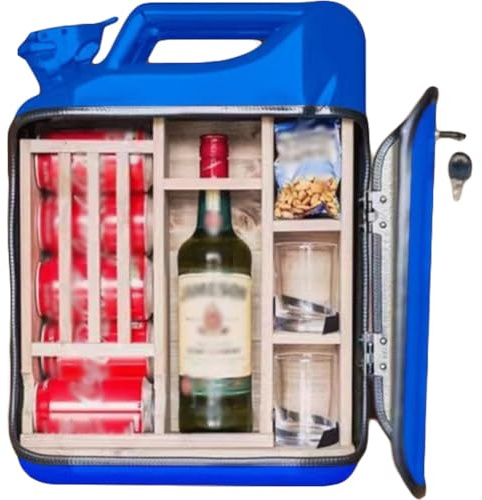 QYMLSH Tragbare Mini-Bar – Mit Schloss und Schlüssel, viel Stauraum | Bietet Platz für Wein, Cocktailgläser Barzubehör, EIN Geschenk für Zuhause, Partys oder Hochzeiten(Blue)