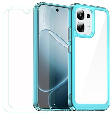 GYDQQKJ Funda para OPPO F31 5G + 2 Piezas Vidrio Protector de Pantalla Cristal Templado Film, Translúcido Azul Suave TPU Silicona Cover Carcasa Caso Case para OPPO F31 5G (6.57)