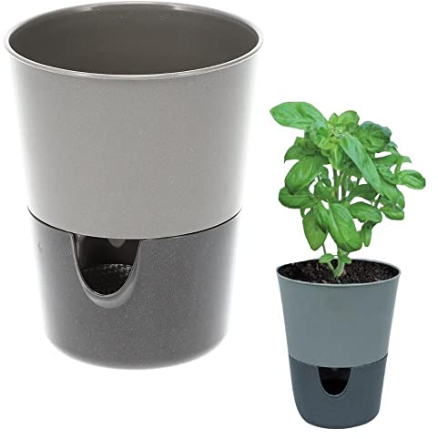 Plastia Kräutertopf Küche Selbstbewässernd hell + dunkel anthrazit