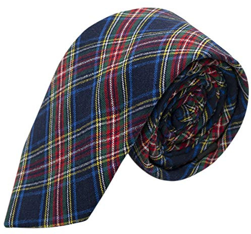 King & Priory Traditional Cravatta A Quadri Scozzesi Tartan Blu Marino