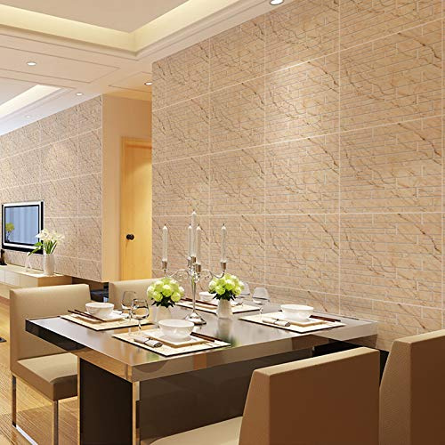 JHM-Foam Self-Adhesive 3D Stereo Wall Sticker Imitation Marble Block Wallpaper Soundproofing Moisture-Proof for Bedroom Bathroom,15pcs