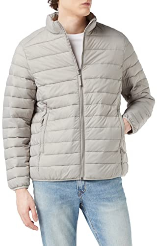 Amazon Essentials Men's Packable Lightweight Water-Resistant Puffer Jacket (Available in Big & Tall), Light Grey, XL