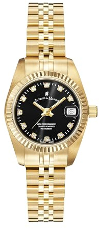 Jacques Du Manoir damklocka – inspiration, 26 mm analog kvartsklocka med armband i rostfritt stål, Guld, 26 mm, Klänning