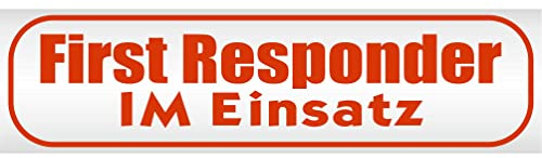 INDIGOS UG - Magnetschild Auto First Responder im Einsatz 45 x 12 cm neonrot - Magnetfolie LKW Truck Transporter Baustellenfahrzeug Firmenwagen - flexibel abnehmbar, wetterfest