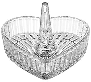 Handgefertigte, transparente Glas-Ringhalter für Schmuck, dekoratives Herz-Design, Ringtablett, Kommode, Top Schmuckhalter für Mädchen