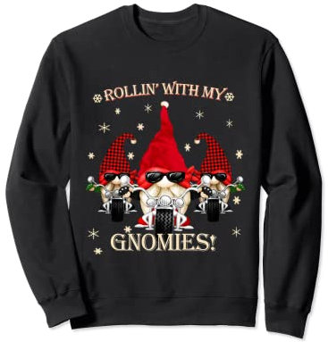 Biker Christmas gnomes Biker Garden Christmas Gnome Elves Sweatshirt