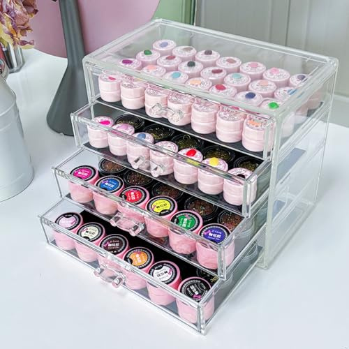 Guolich 4 Tier Nail Art Dekoration Aufbewahrungsbox Transparent Acryl Nail Art Schmuck Zubehör Aufbewahrungsbox Rack Regal Ständer Halter für kosmetischen Schmuck