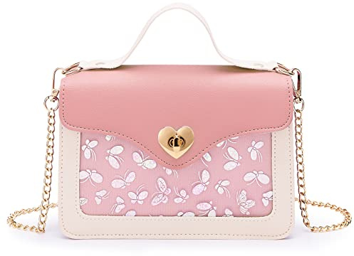 KALIDI Little Girls Handbags Heart Shaped Lock Girls Purse Mini Crossbody Bags Chain Kids Handbag Shoulder Bag for Girls Children Toddler Teens,pink
