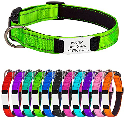 Hundehalsband für Große Hunde, Reflektierend Halsband aus Nylon mit Weichem Neopren Polsterung einstellbar Hundehalsbänder Personalisiertes Hundehalsbänder