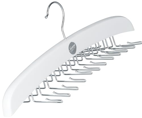 SUNNY SUNDAY ® Kleiderbügel Holz, Krawattenhalter, Schrank Organizer Aufbewahrung für Krawatten Schals Tücher, platzsparend (Weiß)