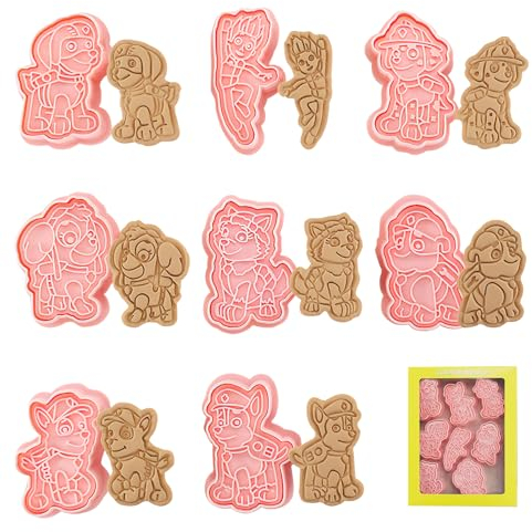 Waldspring 8 Unidades Cortador De Galletas De Paw Dog Patrol, Cortadores De Galletas Para Niños, Sandwich, Cortadores De Galletas Para Niños