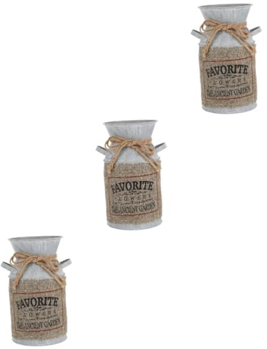 YARNOW 3pièces Seau à Fleurs Rétro Pot à Lait Vintage Décoratif pour Arrangements Floraux Et Décoration Intérieure Design Chic Et Original pour Stockage Et Déco Maison
