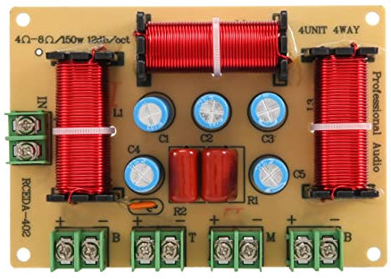 Muuisndjaq Lot de 2 filtres répartiteurs de fréquence pour haut-parleur 4 voies - Pour home cinéma - Hifi - Stéréo - Audio stéréo