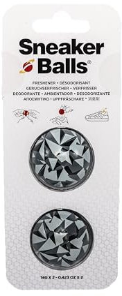 Sneaker Balls Deodorante & Sfere Rinfrescanti, Elimina Odori da Scarpe/Borse Sportive/Armadietti, Diametro 3,8 cm, Rotazione Veloce, 90 Giorni di Freschezza - Nero Edgy