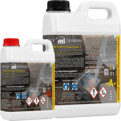 Mastic électrique en résine époxy IP68 & IP69 jusqu'à 1000 V 12 kg incolore (transparent) étanche pour boîtes de jonction, circuits, manchons de câble, etc.
