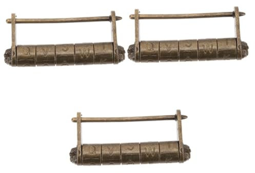 BESTonZON 3st Antikes Zahlenschloss Altes Schloss Chinesisches Traditionelles Schloss Buchstabenkombinationsschloss Zahlencode-schloss Möbelschloss Briefschloss Geschnitzt Zinklegierung