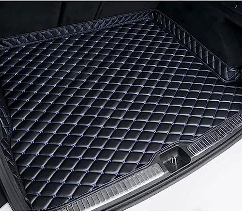 Auto Leder Kofferraummatten für V-W T-ROC 2018-2023, Kofferraumwanne Cargo Kofferraum Schutzmatte rutschfest Staubdicht Interieur ZubehöR,A/Black~Blue