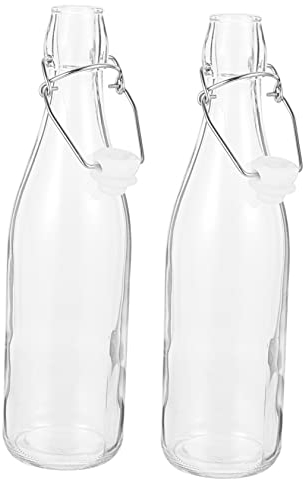2 Glasflaschen 500ml aus Glas, Dicht Verschließbar für Saft und Wein