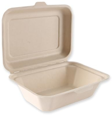 FRANZ MENSCH 500 Stück, Menüboxen, 185x135x65mm, natur, Zuckerrohr, Deckel | NATUREStar, rechteckig, mit Klappdeckel, Bagasse Schalen, Einweggeschirr, Take Away, Food Box, To-go Verpackung