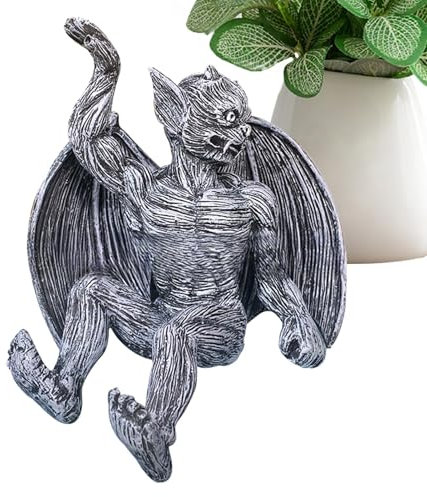 Lyricalist Winged Gargoyle Statues Outdoor,Fence Topper Hanger Outdoor | Resin Gothic Scary Wall Ornaments Art Sculpture For Garden, Window
