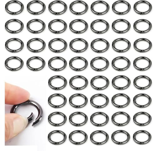 Ring Karabiner, 40 Stück Runde Karabinerhaken Wanfoou 20 mm Schlüsselringe für den Alltag am Rucksack oder Schlüsselbund, DIY Handwerk (Schwarz)