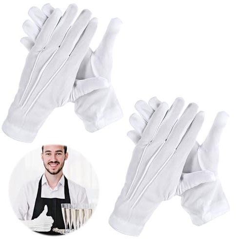 Yuanchu 2 Paar Weiße Baumwollhandschuhe Herren,Uniform Handschuhe mit Druckknopf Weiße genähte Kostüm Weich Leicht für Polizeibegleiter Parade Formelle Wache Hochzeit Smoking Driving | Weiße Etiquette Handschuhe für Formelle Smokings Kostüm Parade Hochzeit Driving Zeremonielle Teamuniformen