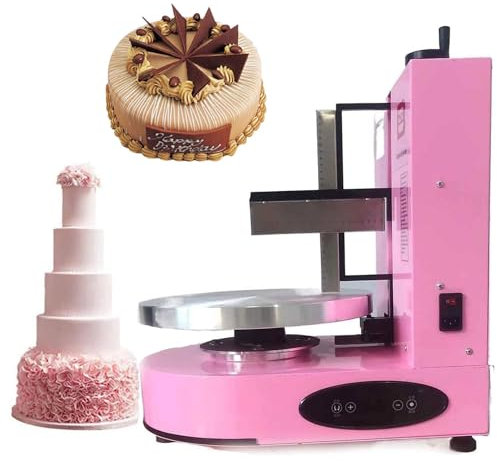 YhsPkh 4-12'' Cake Scraping Coating Machine - Adjustable Speed, Cake Icing Smoother Tool, Lcd Touch Screen - Forward/Reverse, Birthday Cake Bakery Equipment,Pink