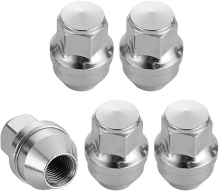 Yuiturt Juego de 5 tuercas de rueda con tapa, acero inoxidable cromado para Ford Transit Mk8, Land Rover Defender, Discovery, Range Rover y modelos Tesla, rosca M14 x 1.5, asiento cónico, repuesto OE