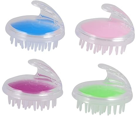 Kopfhautmassagegerät 4 Stück für Haarwäsche und Kopfhautreinigung | Pe Ausführung, Einzigartige Form, Kopfhautpeeling und Druckentlastung, für Männer und Frauen