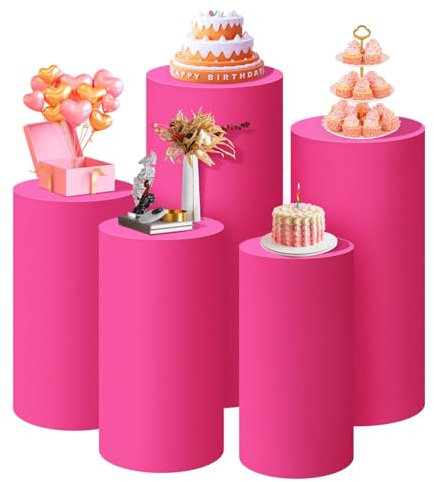 GLFNB Cubiertas para pedestales cilíndricos Rougeondos, Cubiertas para pedestales de exhibición de Metal, Cubiertas para exhibiciones de decoración para Eventos, pedestales para baratijas, Flores y