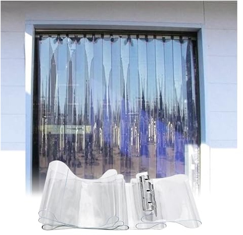 VAYEODEYU PVC-Streifenvorhang, PVC-Türvorhang mit glatten Kunststoffstreifen, Transparent (90x220cm/35.43x86.61in)