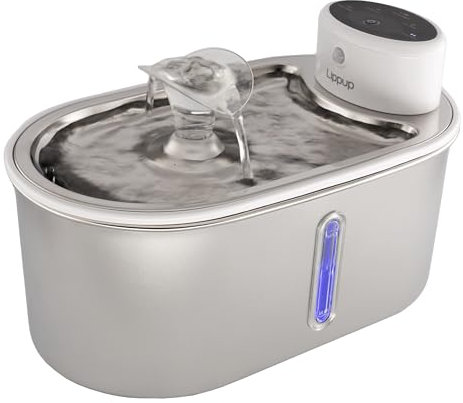 Wireless Cat Water Fountain Stainless Steel 108oz/3.2L, Cordless, Battery Operated Cat Fountain (Last up to 50 Days), Ultra Quiet, 2 Flow Modes, Multi-Filtration, BPA Free, Includes 2 Filters - White