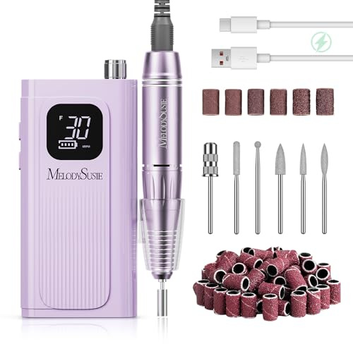 MelodySusie Clip-On SC300F Kabelloser Nagelfräser für Einsteiger | 30.000 U/min, Wiederaufladbar, LCD-Display, zum Nageldesign & Gel-Entfernung, für Zuhause