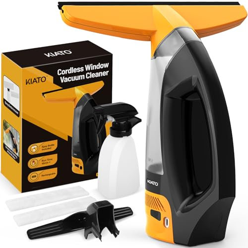 Window Vacuum Squeegee Cordless, Electric Window Vac, Rechargeable Window Cleaner with Spray Bottle, for Cleaning Windows, Mirrors, Glass, 2200mA
