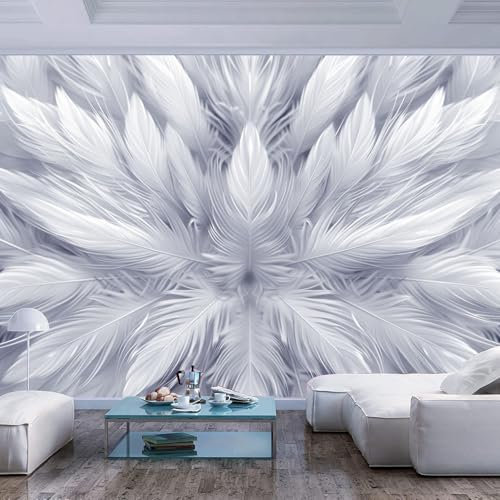 JIAOQSS Photo Wallpaper 3D Mural Black White Abstract Feathers Non-Woven Living Room Bedroom Wall Decoration Photo Mural Gaming Room TV Background Decor