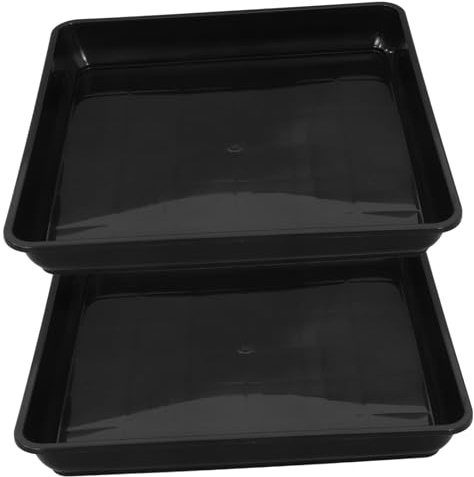 UKCOCO Soucoupes Carrées pour Pots de Fleurs 2 Plateaux en Plastique Noir de 40 Cm, Adaptés aux Jardinières D'intérieur et Patio, Bacs D'égouttage pour Plantes Succulentes