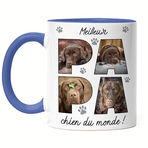 Kiddle-Design Tasse avec photo et nom personnalisables, pour propriétaires de chiens, amoureux des chiens, cadeau pour la fête des pères et un anniversaire, pour maître