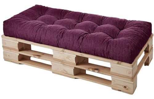 HJZPWB Tela de Lino Cojin Banco 8 cm de Grosor Cojines para Banco Estilo Capitoné Cojin para Banco Exterior Antideslizante Colchoneta Tumbona Grueso Cojin Sofa Exterior,Dark Purple,100 * 40 * 8cm