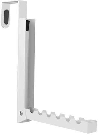 WEELOO Door Folding Hanger Hook, No Need for Drilling Foldable Towel Rack | Compact Space Portable Hanger Bathroom Laundry Room Door Rack, Saving Space for Hanging Clothes Towels Coats Bags (White)
