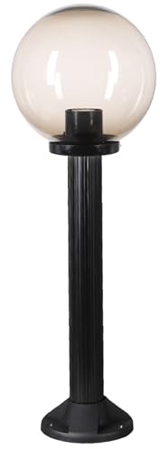Wegeleuchte Wegelampe Außenleuchte Gartenlampe Kugel Rauchglas 25cm Ø, Höhe 75cm
