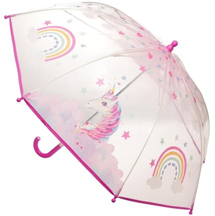 KAV Kids Transparent School Umbrella Boys and Girls - Sweet, Beautiful, Lightweight Design Dome Parasol for Your Child