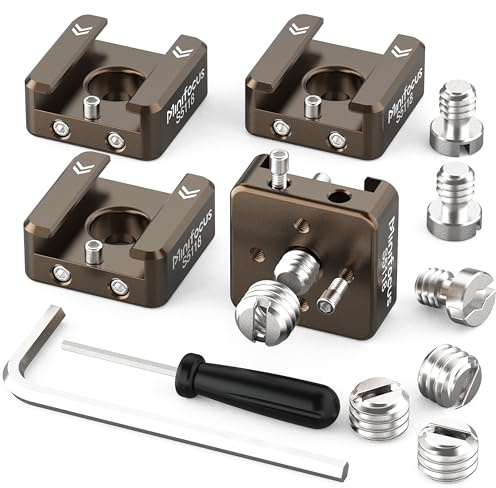 MINIFOCUS Cold Shoe Mount(4 Pcs), 1/4-20 Screw with Locating Pins Compatible for ARRI Standard Mounting Points, with 3/8-16 Adapter for Camera Cage Flash LED Monitor Microphone