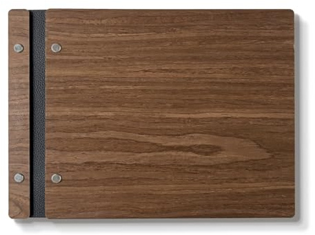 Blank Craft Notebook for Laser Engraving – DIY 8.5x11.5 Inch Hardcover Scrapbook Journal & Photo Album for Art, Family Memories and Creative Projects (Dark Walnut, A4)