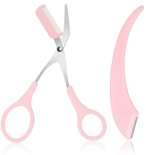 Set di 2 forbici per rifinitore per sopracciglia con pettine, kit di rasatura per sopracciglia di precisione in acciaio inossidabile per modellare e modellare, sicuro e facile da usare per i princ.