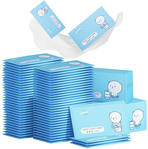Erfrischungstücher, 100 Stück Feuchte Waschlappen Einzeln Verpackt | Feuchttücher Einzeln Verpackt, Feuchtes Toilettenpapier, Hygienische Reinigungstücher, Kamille, Empfindliche Haut, Sanft